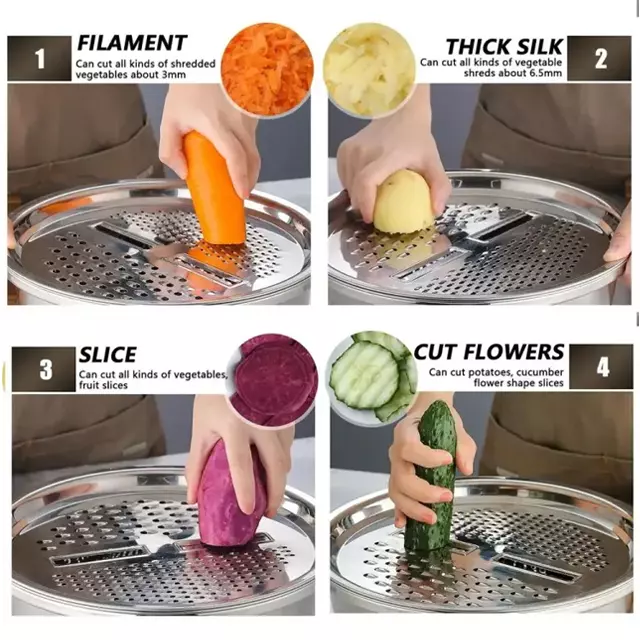 3 In 1 Multifunctional Stainless Steel Basin With Vegetable Cutter + Drain Basket - Image 5