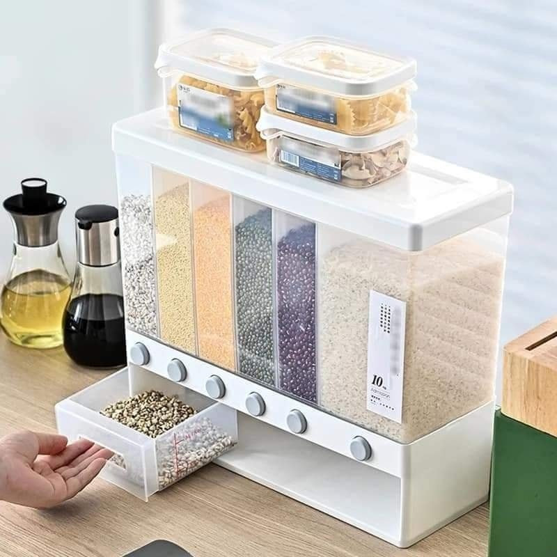 Wall-Mounted Multi-Section Grain & Rice Dispenser